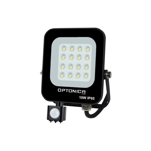 LED ПРОЖЕКТОР 10W 4500K 900LM IP65 СЪС СЕНЗОР ЧЕРЕН OPTONICA