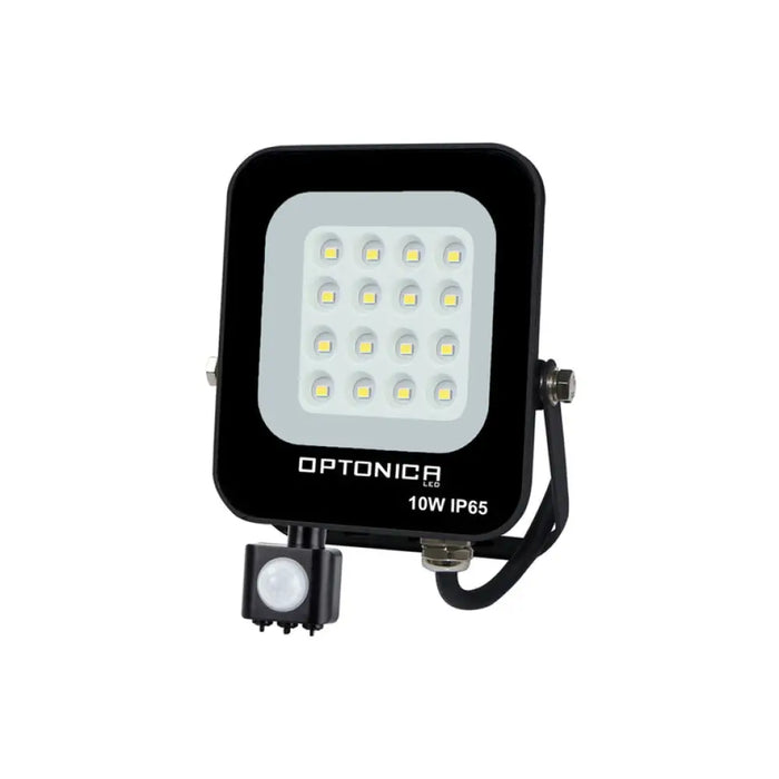 LED ПРОЖЕКТОР 10W 4500K 900LM IP65 СЪС СЕНЗОР ЧЕРЕН OPTONICA
