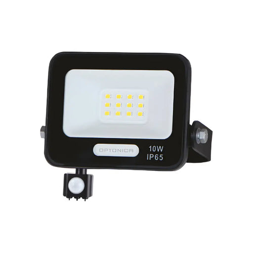 LED ПРОЖЕКТОР СЪС СЕНЗОР 10W 900LM IP65 ЧЕРЕН OPTONICA