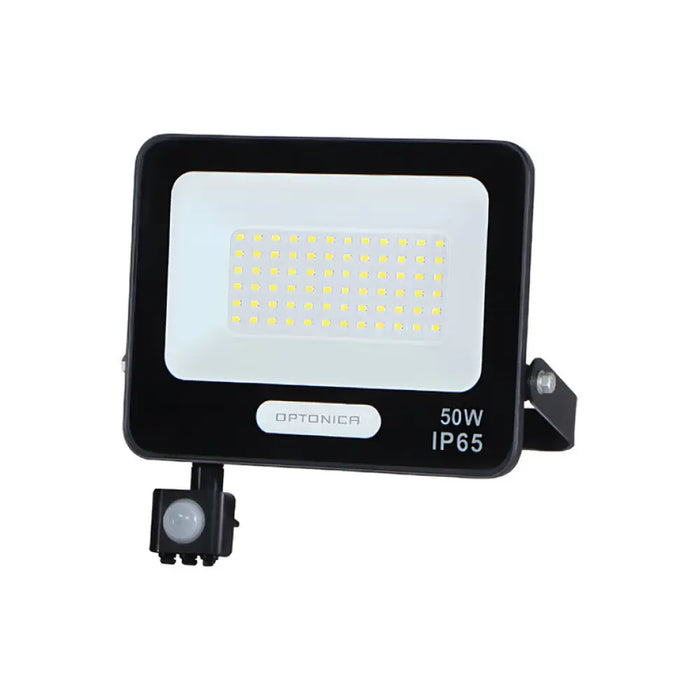 LED ПРОЖЕКТОР СЪС СЕНЗОР 50W 4000LM IP65 ЧЕРЕН OPTONICA