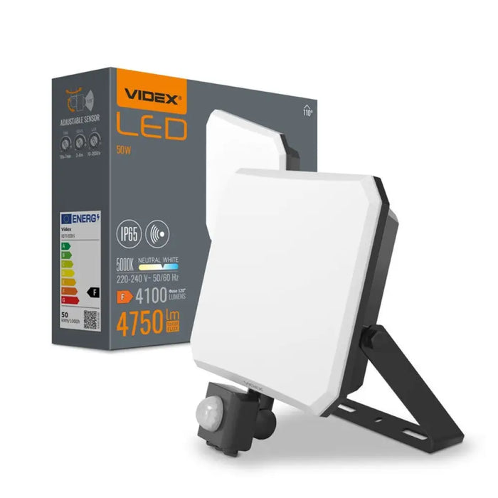 LED ПРОЖЕКТОР VLE-F3-0505B-S FLOOD SENSOR 50W/5K VIDEX