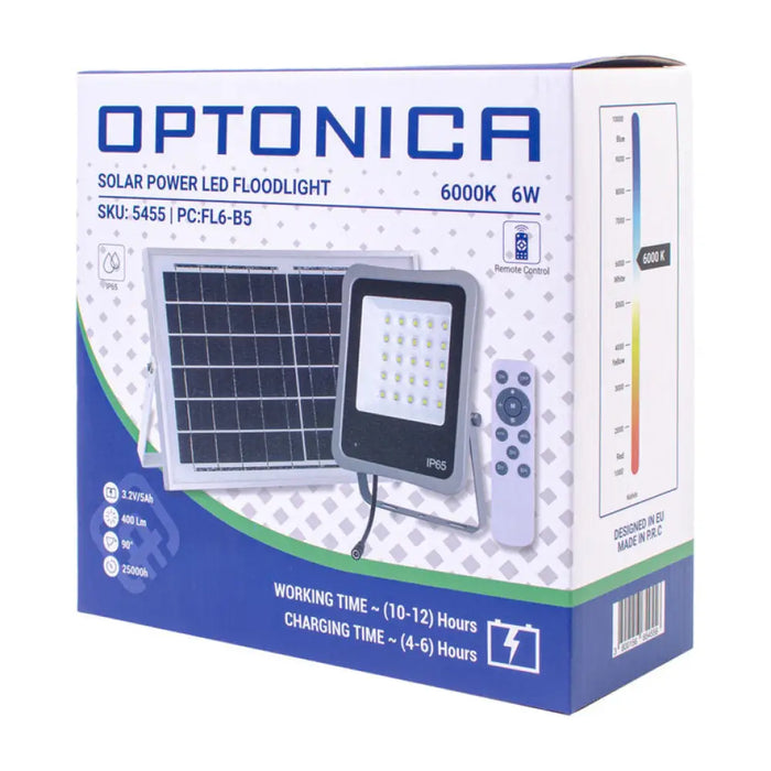 LED СОЛАРЕН ПРОЖЕКТОР 6W 400LM 6000K IP65 OPTONICA