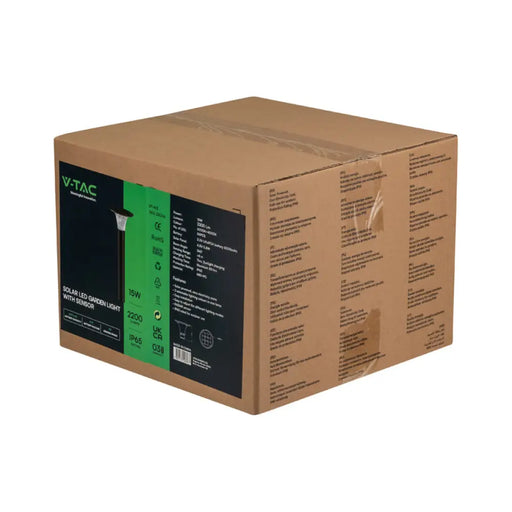 LED СОЛАРНА ЛАМПА 15W 4000-6000K 1900LM IP65 ЧЕРНА V-TAC