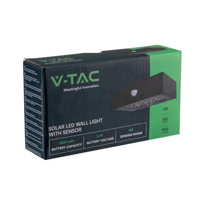 LED СОЛАРНО ФАСАДНО ТЯЛО СЪС СЕНЗОР 3W 4000K IP65 ЧЕРНО