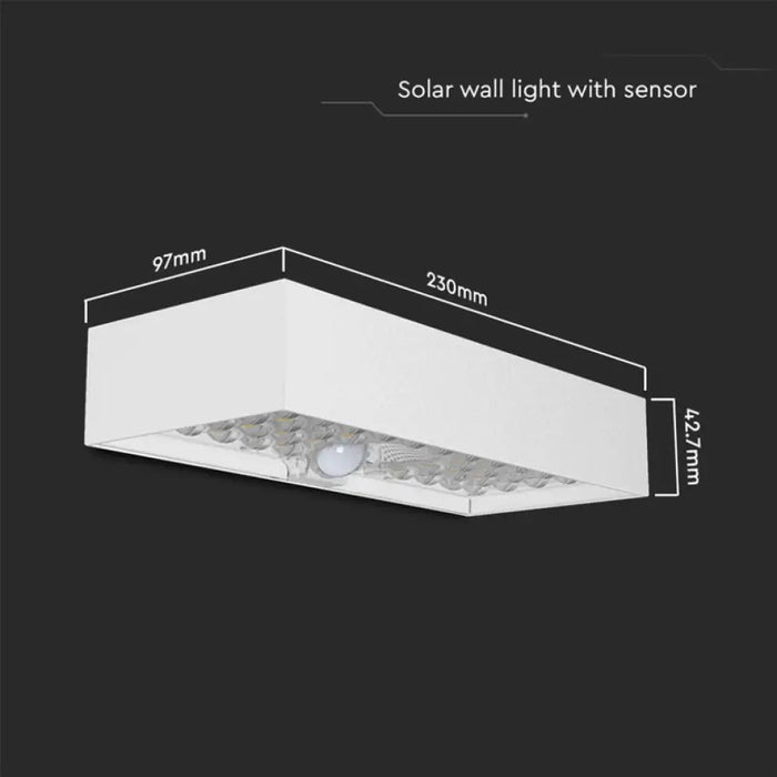 LED СОЛАРНО ФАСАДНО ТЯЛО СЪС СЕНЗОР 6W 4000K IP65 БЯЛО V-TAC