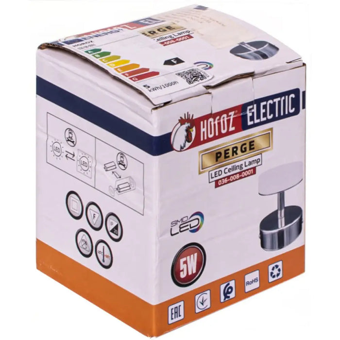 LED СПОТ 1X5W 4000K ХРОМ HOROZ PERGE