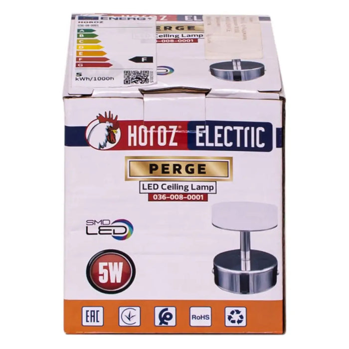 LED СПОТ 1X5W 4000K ХРОМ HOROZ PERGE