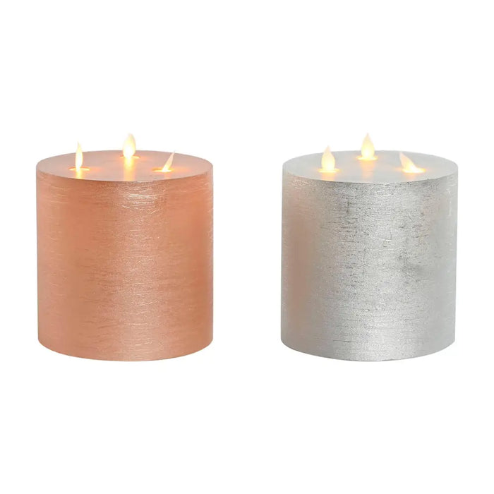 LED Свещ DKD Home Decor Златен Сребрист 15 x 15 x 15 cm