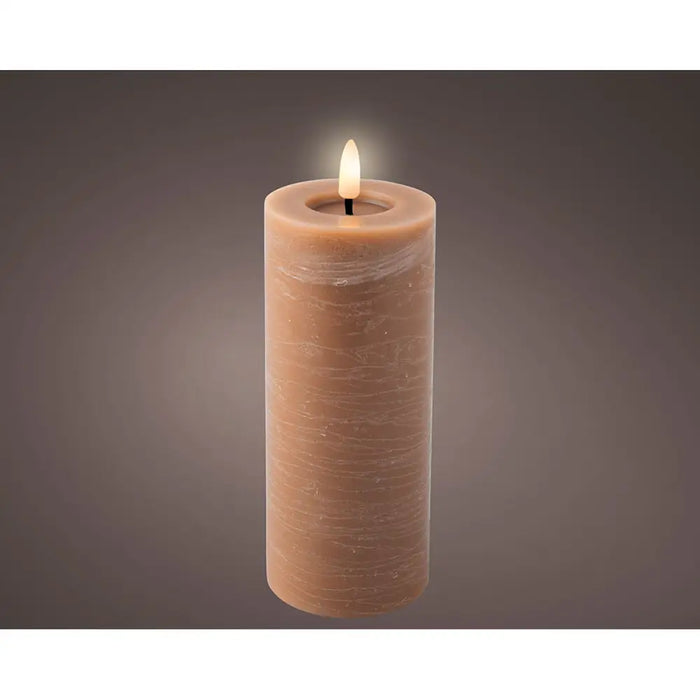 LED Свещ Lumineo Кафяв Ø 7 x 19 cm Пламък ефект