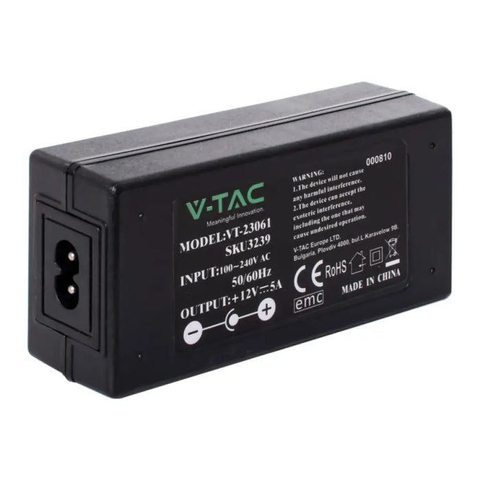 LED ТРАНСФОРМАТОР 60W 5A 12V IP44 V-TAC