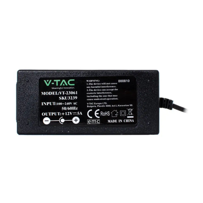 LED ТРАНСФОРМАТОР 60W 5A 12V IP44 V-TAC