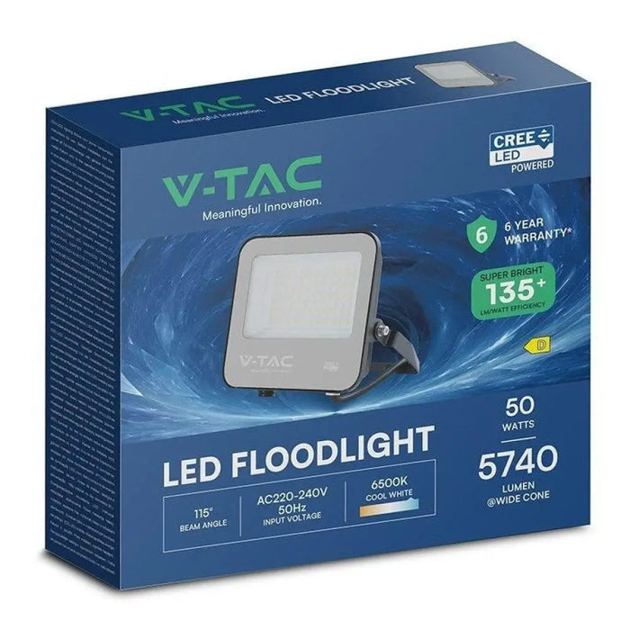 LED V-TAC 50W LED прожектор CREE CHIP Черно тяло Сиво