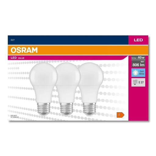 LED VALUE ЛАМПА CLA60 E27 4000К 3 БРОЯ