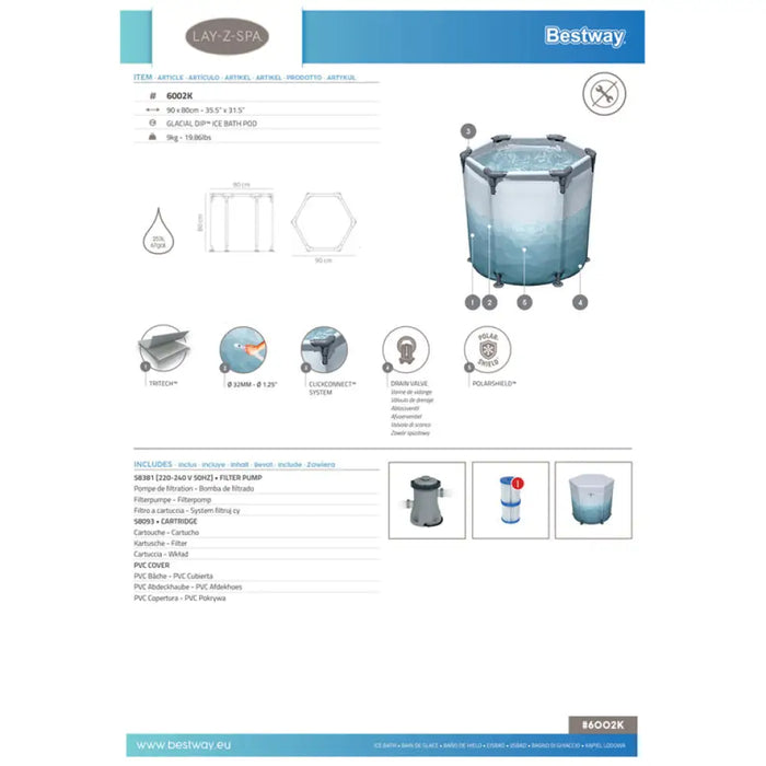 ЛЕДЕНА ВАНА 90X80CM. BESTWAY 6002K