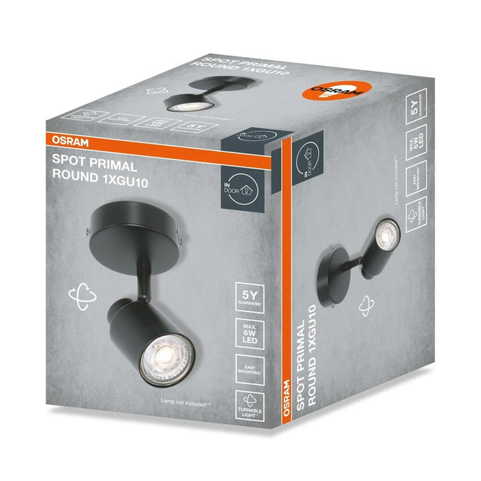 LED ОСВЕТИТЕЛНО ТЯЛО SPOT PRIMAL BLACK 1XGU10 ROUND BLACK LEDVANCE