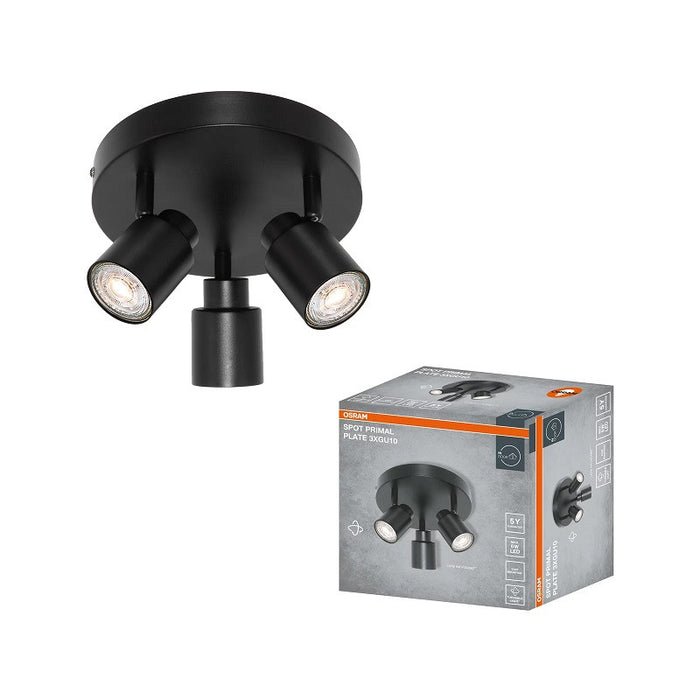 LED ОСВЕТИТЕЛНО ТЯЛО SPOT PRIMAL BLACK 3XGU10 PLATE BLACK LEDVANCE