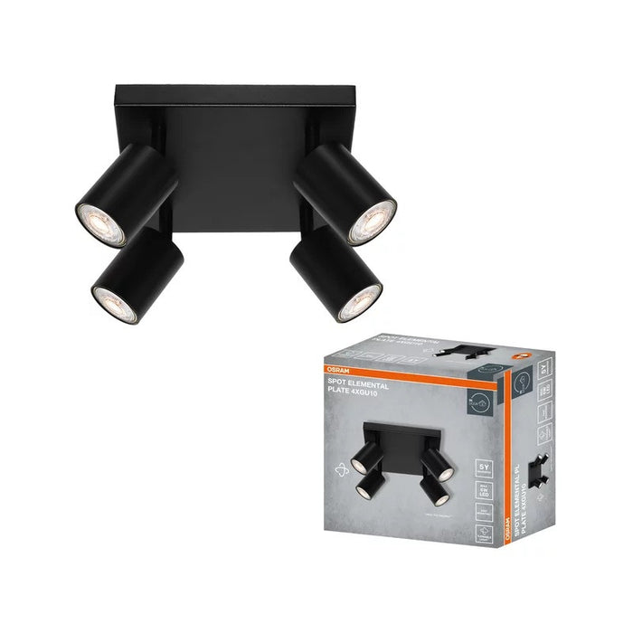 LED ОСВЕТИТЕЛНО ТЯЛО SPOT ELEMENTAL BLACK 4XGU10 PLATE BLACK LEDVANCE