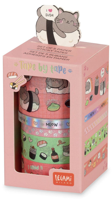 Комплект цветно тиксо Legami Tape by Tape - Kitty, 5 броя