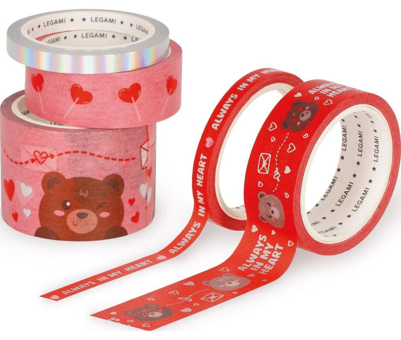 Комплект цветно тиксо Legami Tape by Tape - Bear, 5 броя