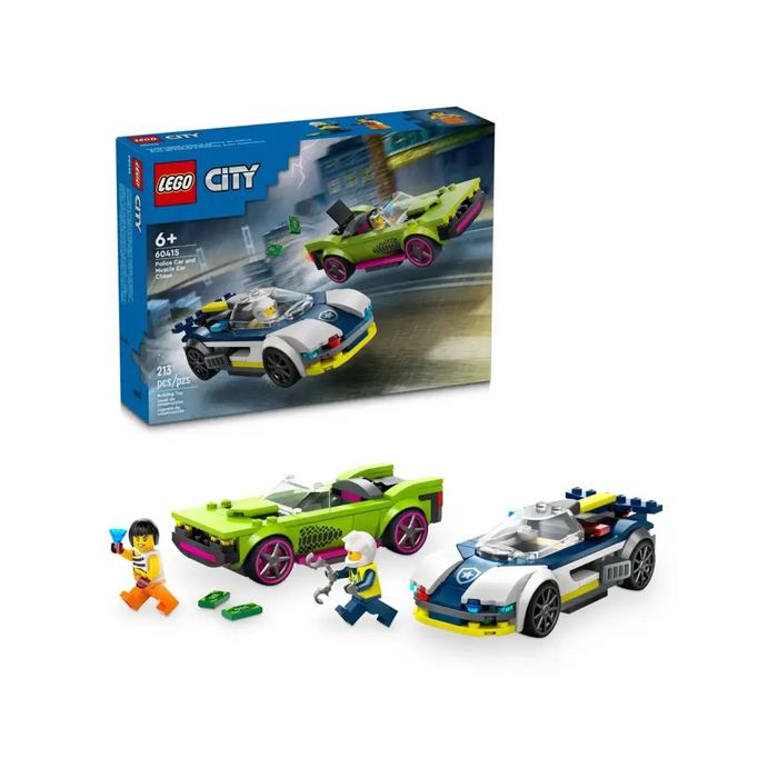 LEGO CITY 60415 ПОЛИЦЕЙСКА КОЛА И ПРЕГЛЕДВАНЕ НА МЪСКУЛ КАР