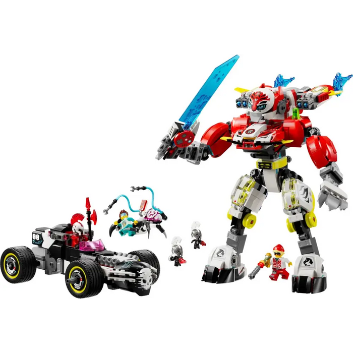 LEGO DREAMZZZ 71497 Tiger Mech на Cooper и Hot Rod Car