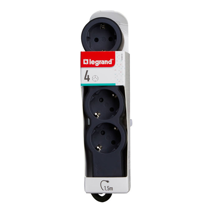 РАЗКЛОНИТЕЛ ЧЕРЕН/ТЪМНОСИВ LEGRAND 4 ГНЕЗДА / 1.5 М. 694553