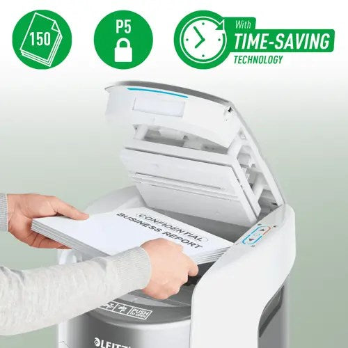 Шредер Leitz IQ Optimax AutoFeed 150, P5, 150 листа, 15 л