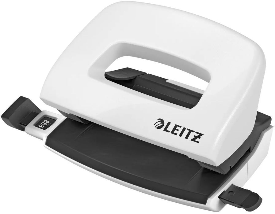 Перфоратор Leitz Wow - Zimba Mini, до 10 листа, бял металик