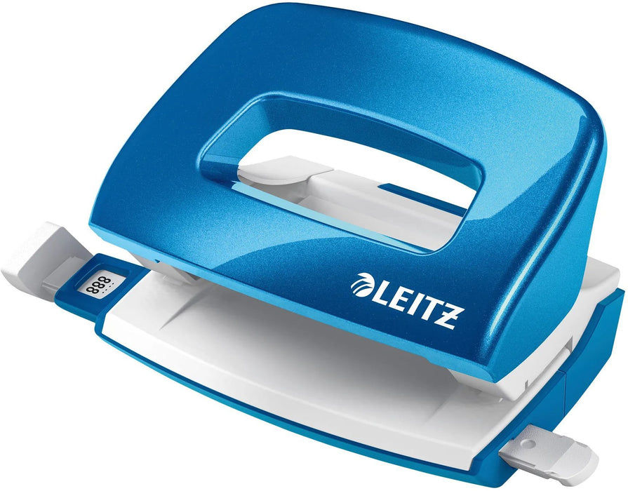 Перфоратор Leitz Wow - Zimba Mini, до 10 листа, син металик