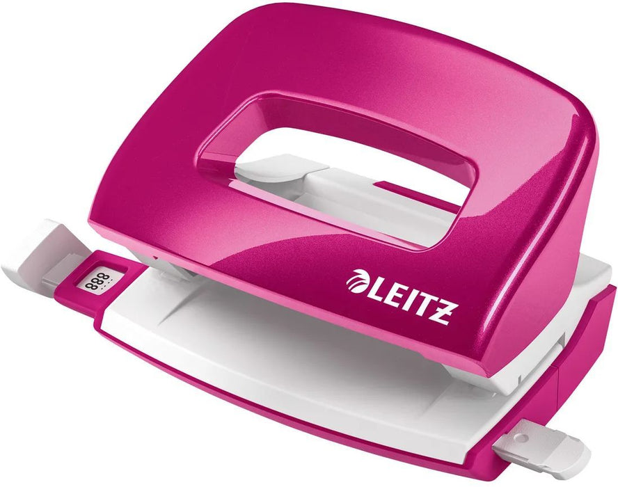 Перфоратор Leitz Wow - Zimba Mini, до 10 листа, розов металик