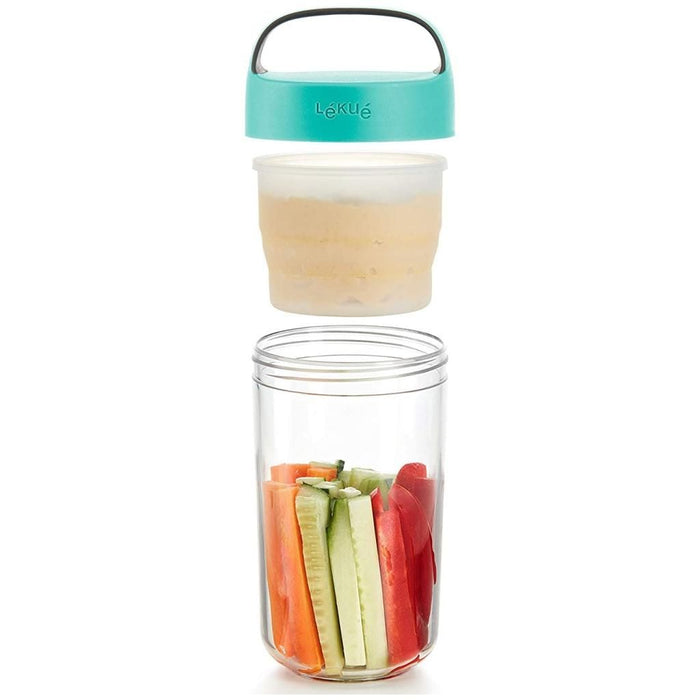 Купичка за храна Lekue – On The Go, 600 ml, тюркоаз