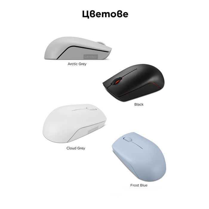 Безжична Мишка LENOVO 300 Cloud Grey GY51L15677 Wireless Compact Mouse