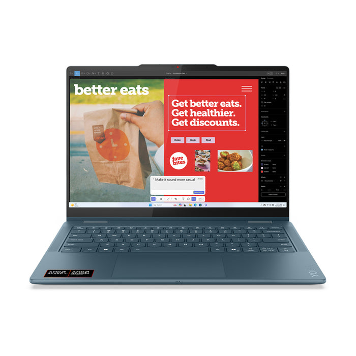 LENOVO Yoga 7 2-в-1 AMD Ryzen AI 5 340 14 инча WUXGA OLED 400N Touch HDR 24GB DDR5 1TB PCIe W11H Tidal Teal
