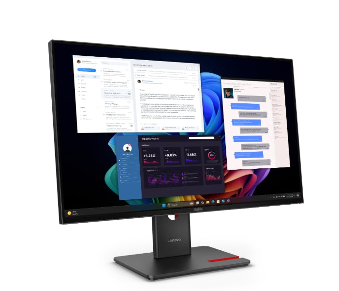 Lenovo ThinkVision T27ud-40 27" IPS WLED, 3840x2160, 16:9, 48Hz - 60Hz, 4ms, 350 cd/m2, 1500:1, USB хъб, HDMI, USB-C, RJ45, накланяне, завъртане, опорно-подвижна стойка с регулиране на височината