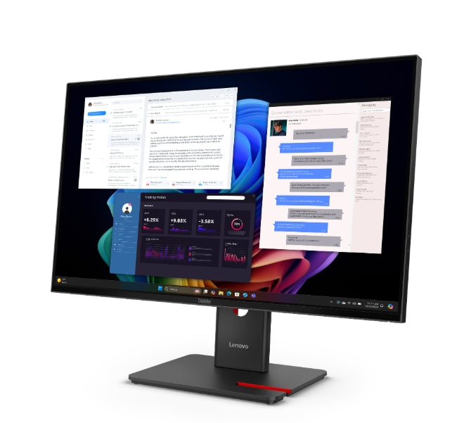 Lenovo ThinkVision T27ud-40 27" IPS WLED, 3840x2160, 16:9, 48Hz - 60Hz, 4ms, 350 cd/m2, 1500:1, USB хъб, HDMI, USB-C, RJ45, накланяне, завъртане, опорно-подвижна стойка с регулиране на височината
