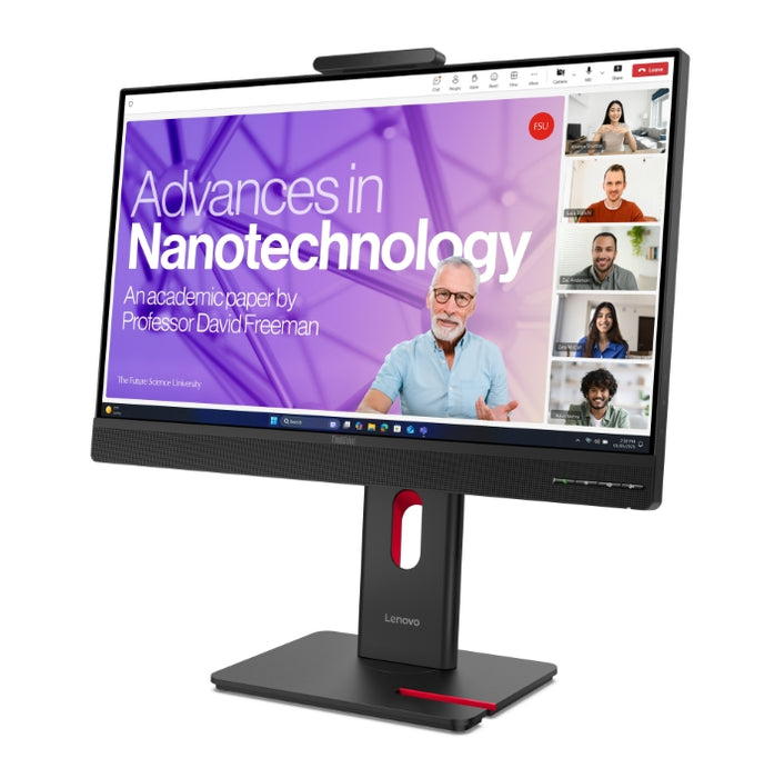 Lenovo ThinkVision T27QD-4v 27", IPS, WLED, 2560x1440, 16:9, 4ms, 48Hz - 120Hz, 350 cd/m2, 1500:1, уеб камера (5MP, IR+RGB), микрофон, високоговорители 5Wx2, HDMI, DP, USB хъб, RJ45, накланяне, завъртане, стойка с регулиране на височината