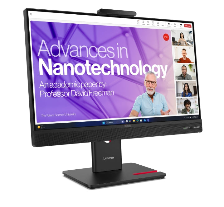 Lenovo ThinkVision T27QD-4v 27", IPS, WLED, 2560x1440, 16:9, 4ms, 48Hz - 120Hz, 350 cd/m2, 1500:1, уеб камера (5MP, IR+RGB), микрофон, високоговорители 5Wx2, HDMI, DP, USB хъб, RJ45, накланяне, завъртане, стойка с регулиране на височината