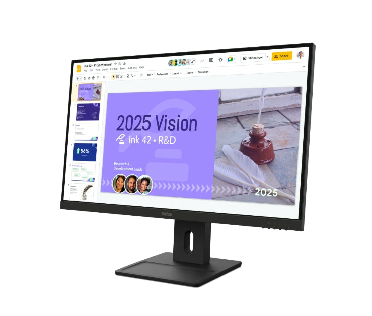 Lenovo ThinkVision E27Q-40 27" IPS, WLED, 2560x1440, 16:9, 100Hz, 4ms, 350 cd/m2, 1500:1, 2Wx2 високоговорителя, HDMI, DP, накланяне, завъртане, стойка с регулиране на височината