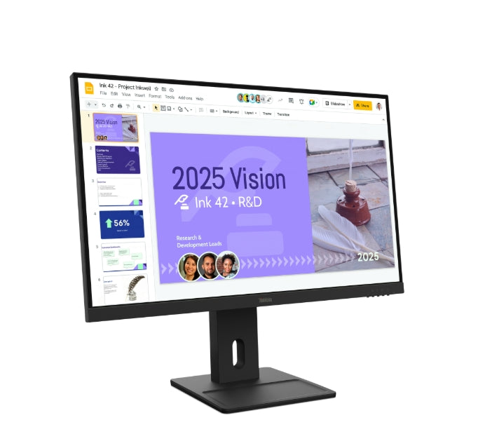 Lenovo ThinkVision E27Q-40 27" IPS, WLED, 2560x1440, 16:9, 100Hz, 4ms, 350 cd/m2, 1500:1, 2Wx2 високоговорителя, HDMI, DP, накланяне, завъртане, стойка с регулиране на височината