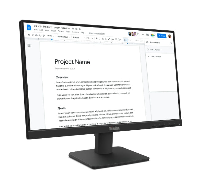 Lenovo ThinkVision S22-4e 21.5" IPS, WLED, 1920x1080, 16:9, 4ms, 100Hz, 250 cd/m2, 1300:1, HDMI, VGA, накланяща се стойка
