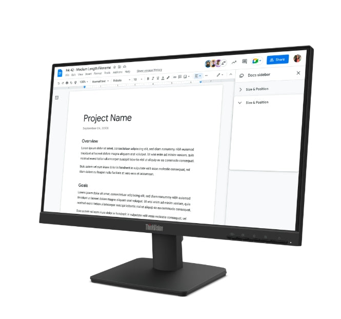 Lenovo ThinkVision S22-4e 21.5" IPS, WLED, 1920x1080, 16:9, 4ms, 100Hz, 250 cd/m2, 1300:1, HDMI, VGA, накланяща се стойка