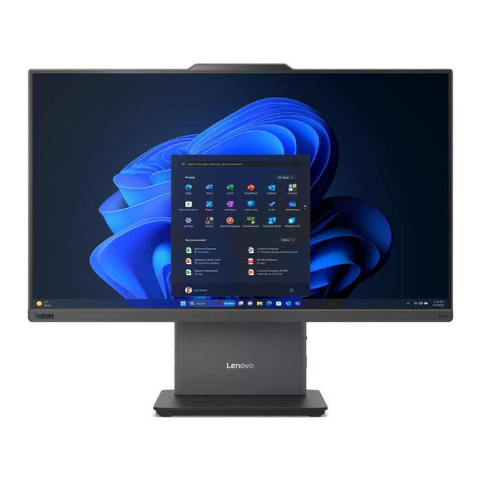 Lenovo ThinkCentre neo 50a G5 All-in-One PC, 5-то поколение Core i5-210H, 23.8" FHD IPS дисплей (250 нита), 16GB DDR5 RAM, 512GB SSD, вградена Intel графика, 5.0MP уебкамера, Windows 11 Pro, Luna Grey, 3-годишна гаранция на място