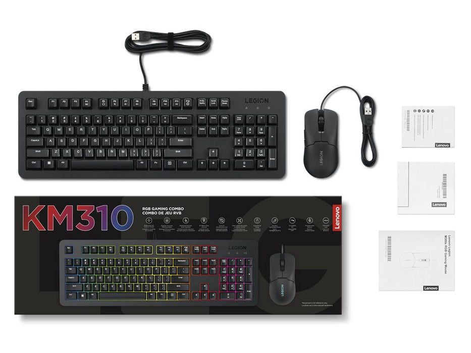 Lenovo GX31N91913 клавиатура и мишка, включена в комплекта, USB, американски английски, черна