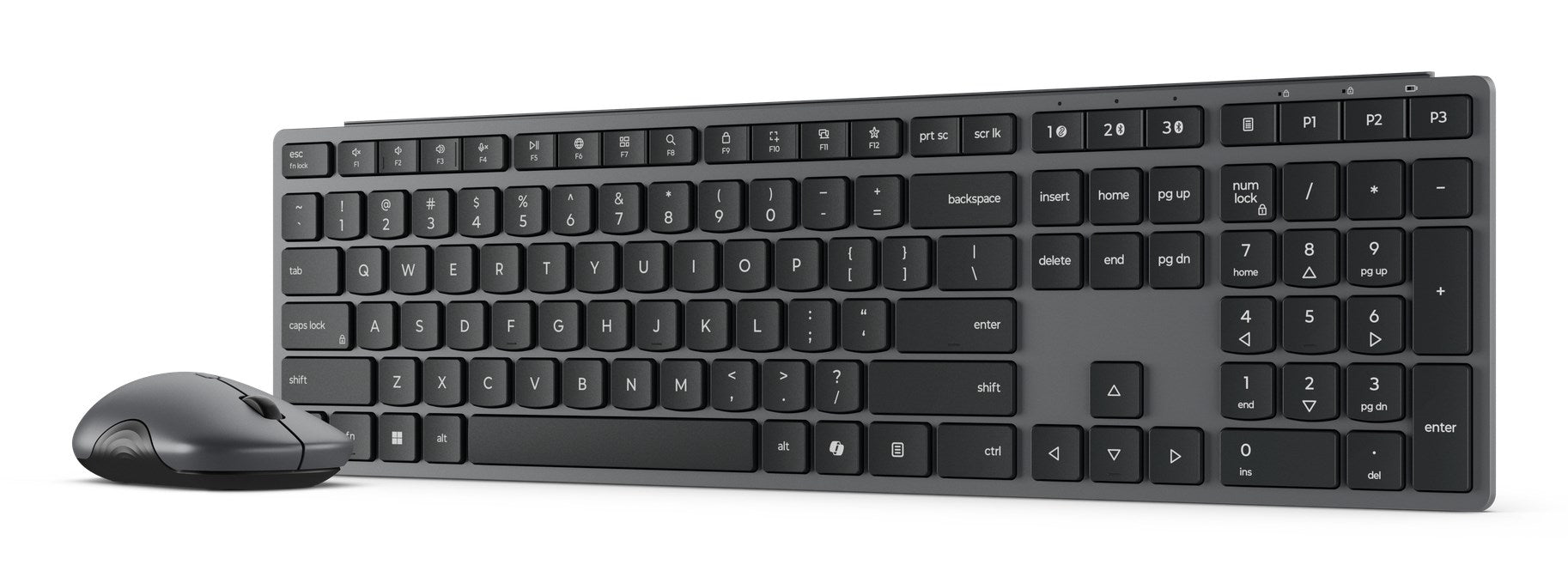 Lenovo 700 Модерна клавиатура Мишка включена Офис RF Безжична + Bluetooth Американски английски Сив