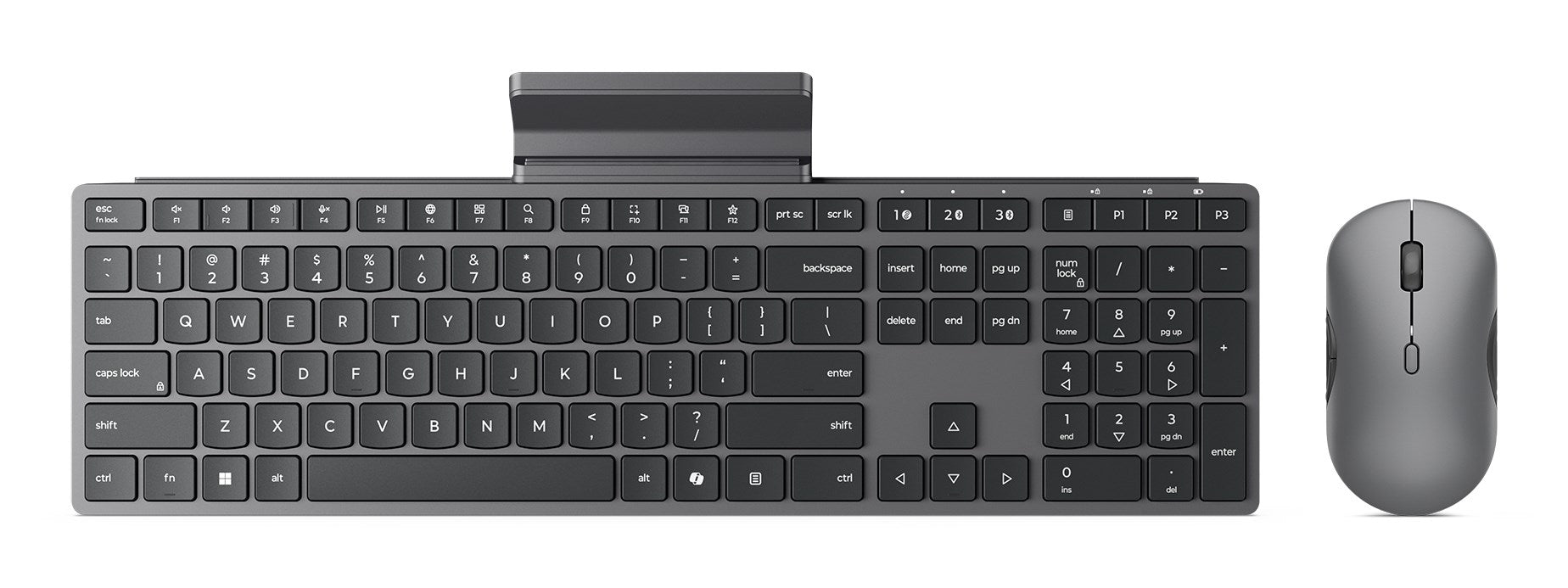 Lenovo 700 Модерна клавиатура Мишка включена Офис RF Безжична + Bluetooth Американски английски Сив