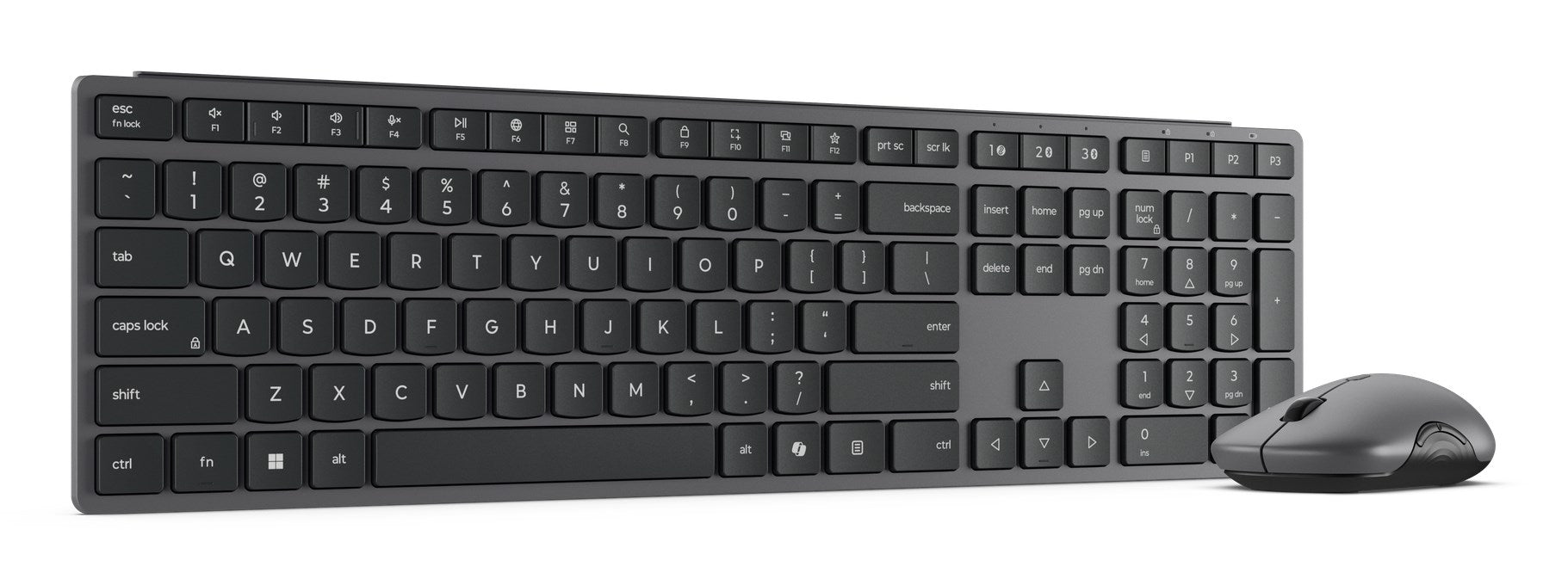 Lenovo 700 Модерна клавиатура Мишка включена Офис RF Безжична + Bluetooth Американски английски Сив