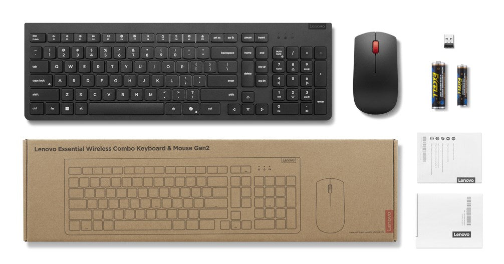 Клавиатура Lenovo 4X31R64491, мишка, включена в комплекта, офис, RF, безжична, черна