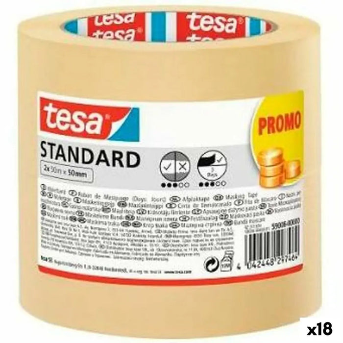 Лента маска TESA STANDARD Жълт 50 mm x 50 m 2 Части (18