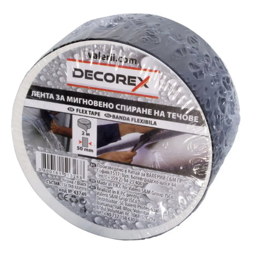 ЛЕНТА ЗА СПИРАНЕ НА ТЕЧОВЕ ЧЕРНА 50 MM X 2 M DECOREX