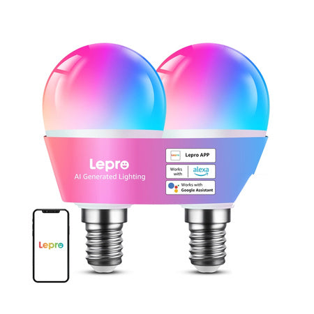 LED крушка LEPRO BP1-2 E14 с Bluetooth и Wi-Fi, 470 lm, 2 броя